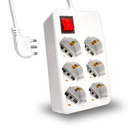 Multipresa 6 posti10/16a â€‹â€‹bipasso/schuko con protezione sovratensionne e interruttori luminoso
