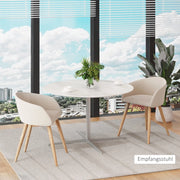 Set di 2 sedie da pranzo imbottite beige con struttura in metallo, design stile nordico e piedini regolabili
