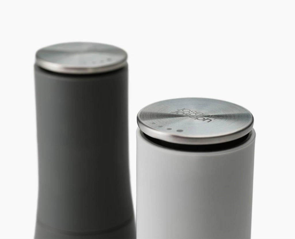Joseph Joseph 95036 Milltop Macina sale e pepe in ceramica con regolazione della macinatura colore Grigio e Bianco