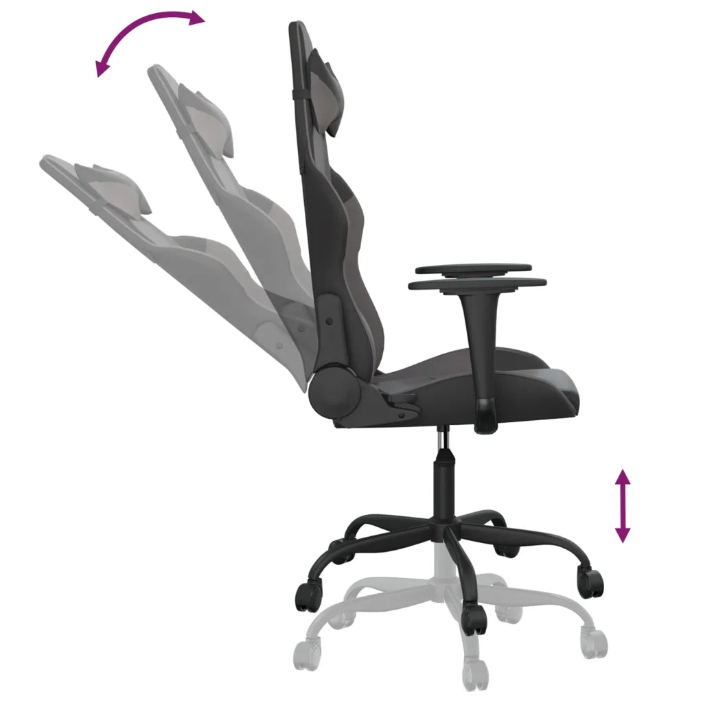 Sedia da Gaming | Sedia da e-sports Nera e Grigia in Similpelle