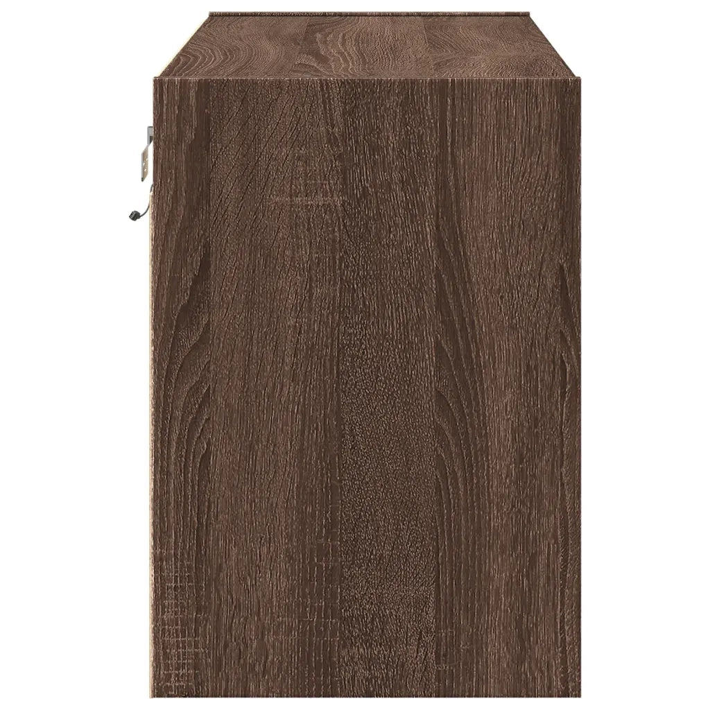 vidaXL Mobile TV a Parete con Luci LED Rovere Marrone 80x31x45 cm