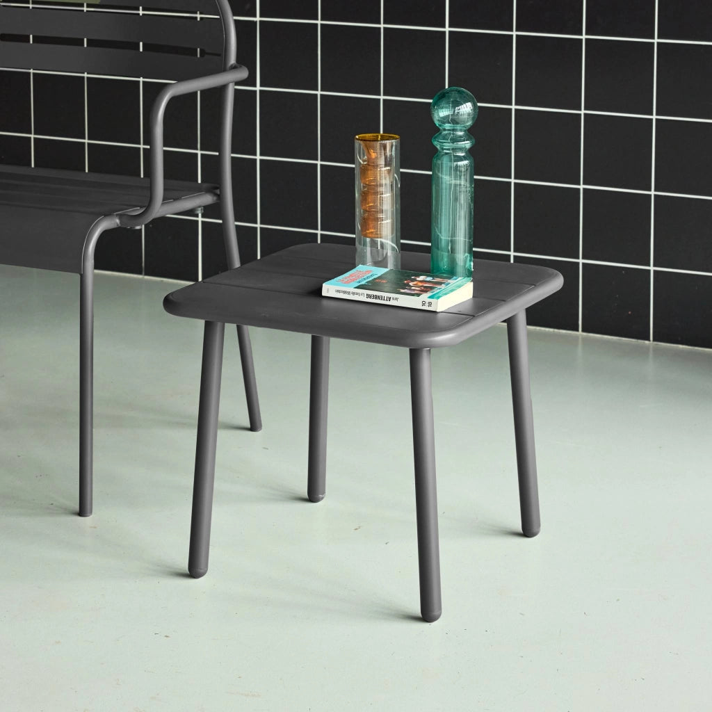Tavolino da giardino quadrato in acciaio, 45 cm, antracite