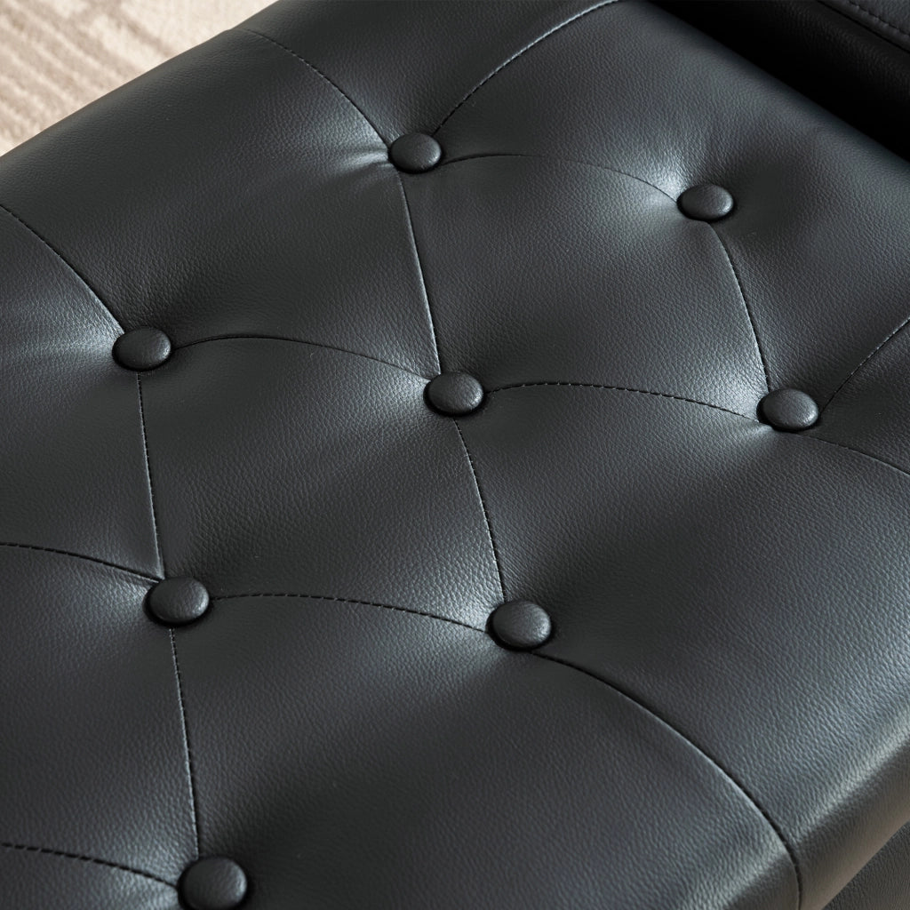 Panca contenitore rettangolare nera 122x45x47 cm imbottita con vano portaoggetti in PU