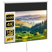 Telo per Proiettore 120" Rapporto 16:9, Fissaggio a Muro e Soffitto per Casa e Ufficio, Bianco