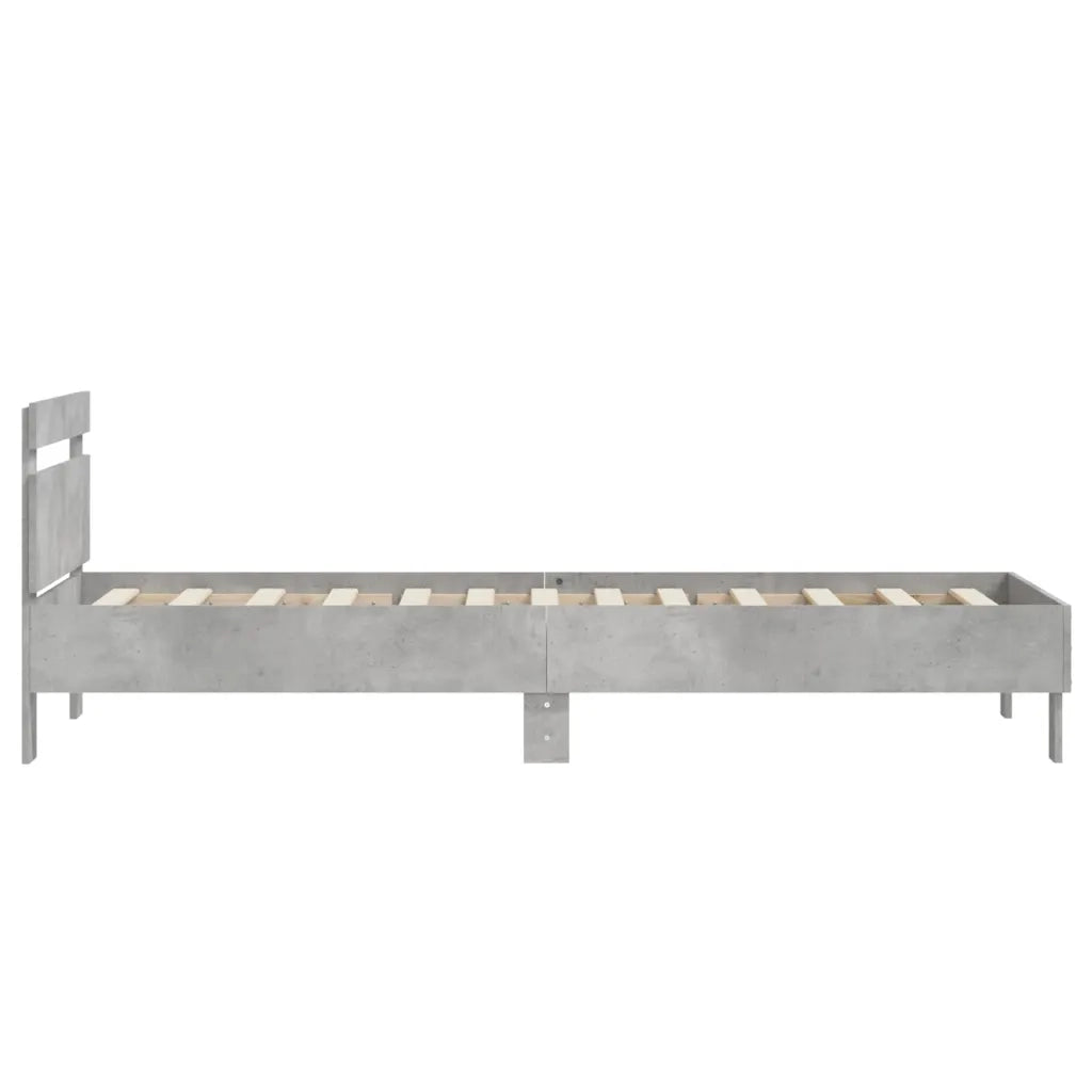 Letto singolo | Letto per adulti | Giroletto Testiera Grigio Cemento 90x200 cm Legno Multistrato