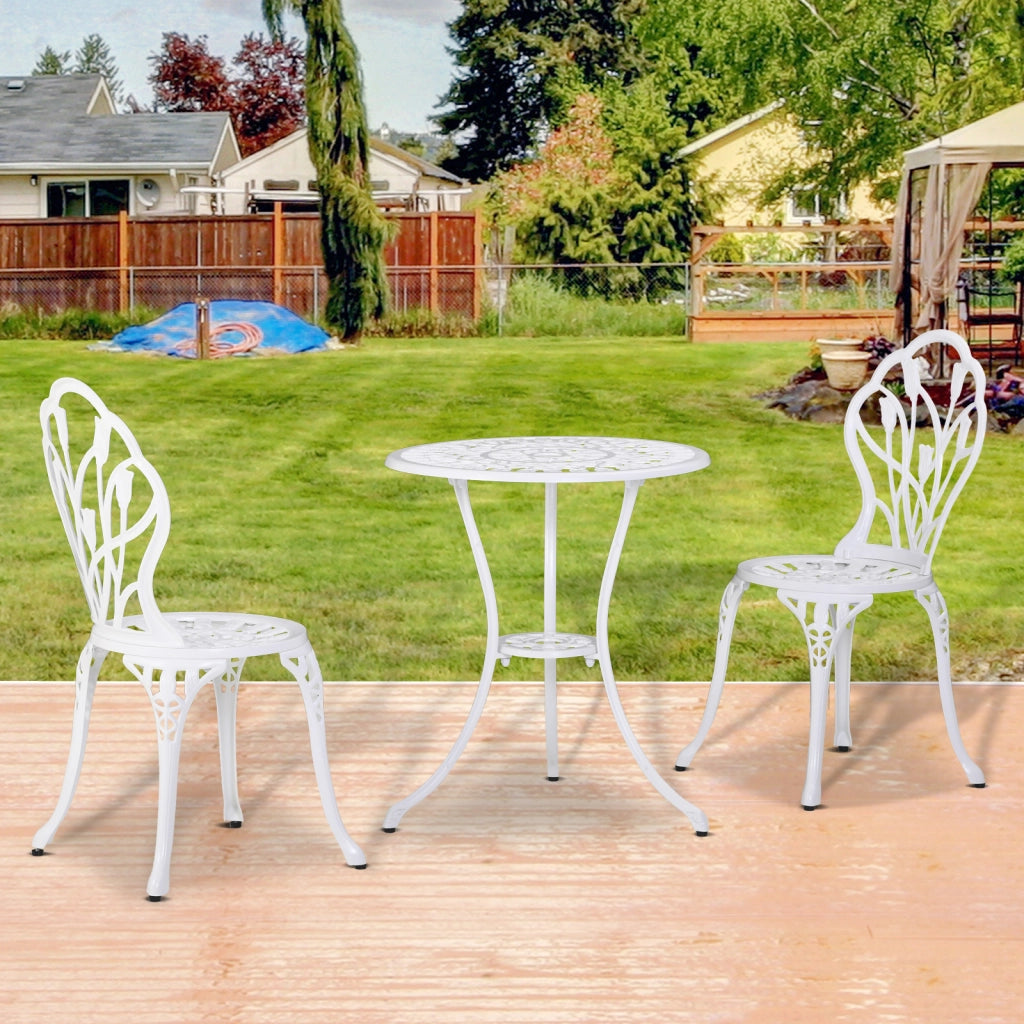 Set Giardino 2 Posti ¨C zephmum ¨C Divano 2 Sedie Tavolino Rotondo in Alluminio Bianco