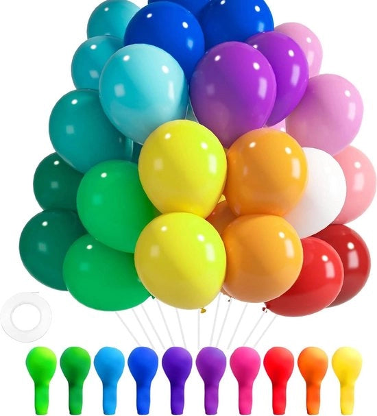 110 pezzi di palloni colorati - per festa di compleanno e decorazione, 10+ palloni di latex chiari - 30 cm.
