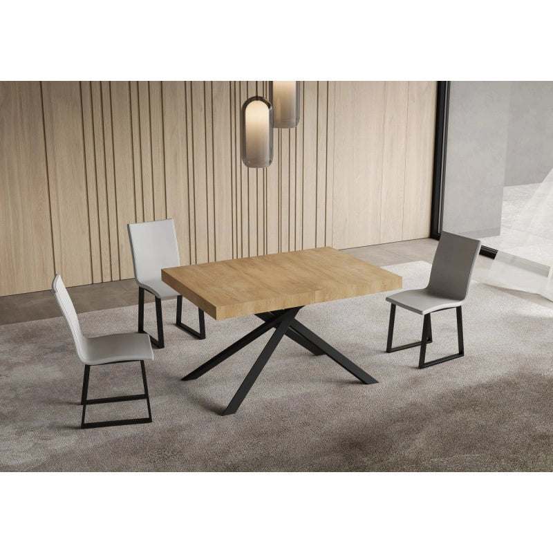 Tavolo allungabile 120/224x90 cm Niket telaio Antracite - Noce