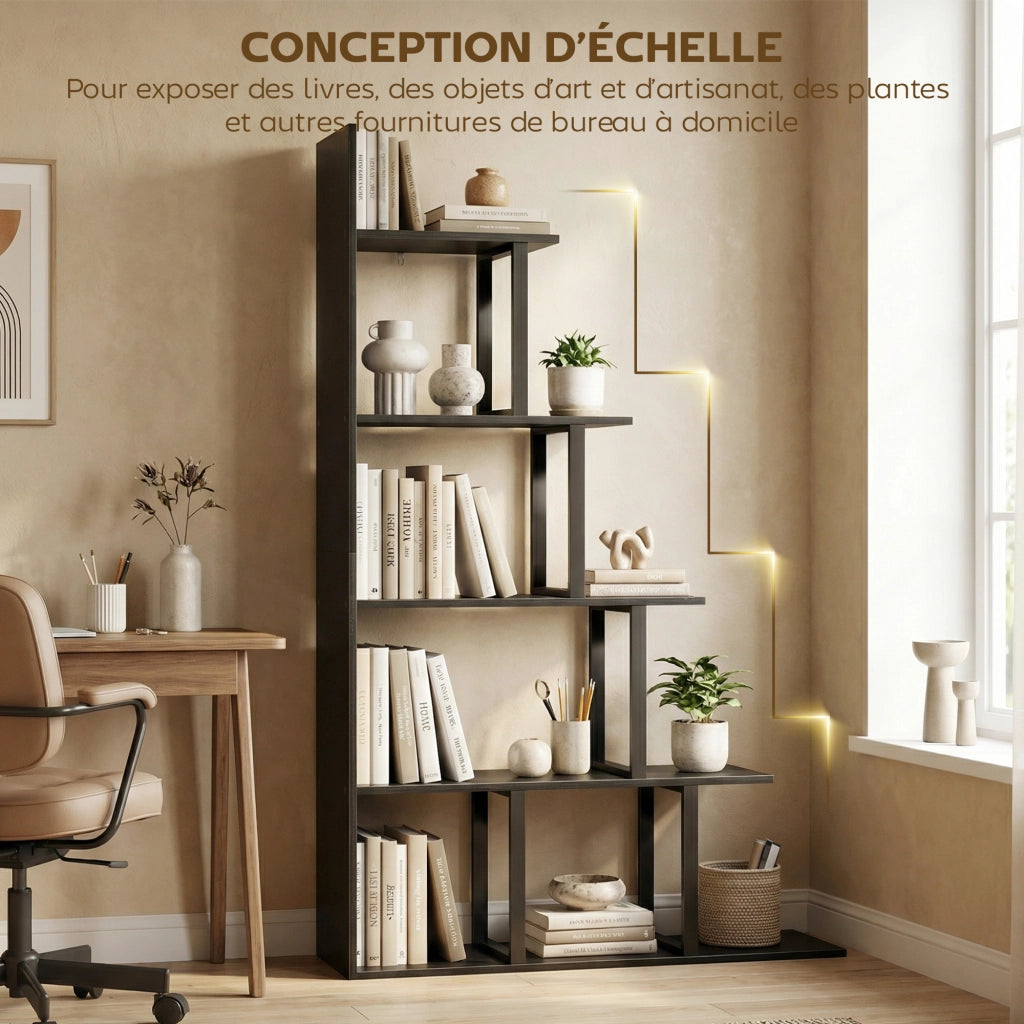 Libreria scaffale divisorio 5 livelli stile industriale ¨C zephmum ¨C nero 102x30x160 cm