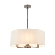 Lampadario 3 luci bronzo antico paralume lino E14 Daley