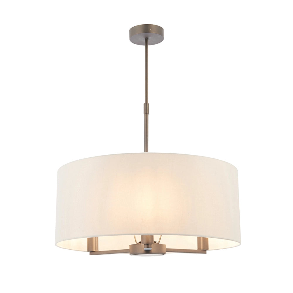 Lampadario 3 luci bronzo antico paralume lino E14 Daley