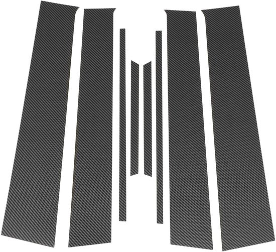 Decalcomania per Portiere - Trim per Finestre - Protezione Antiscratto - Esterno - Toyota Yaris 2005-2014 - Pattern in Fibra di Carbonio Nero - Misura in Plastica 44,2x8,2cm - Decalcomania per Auto