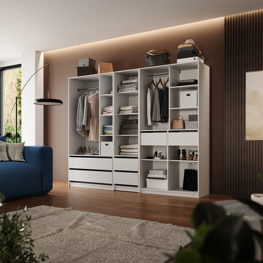 Armadio Elmo Bianco 100 x 200 cm Set di 3 Vicco