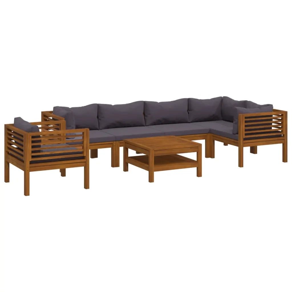 Set Divani da Giardino 7 pz con Cuscini in Massello di Acacia 3086922
