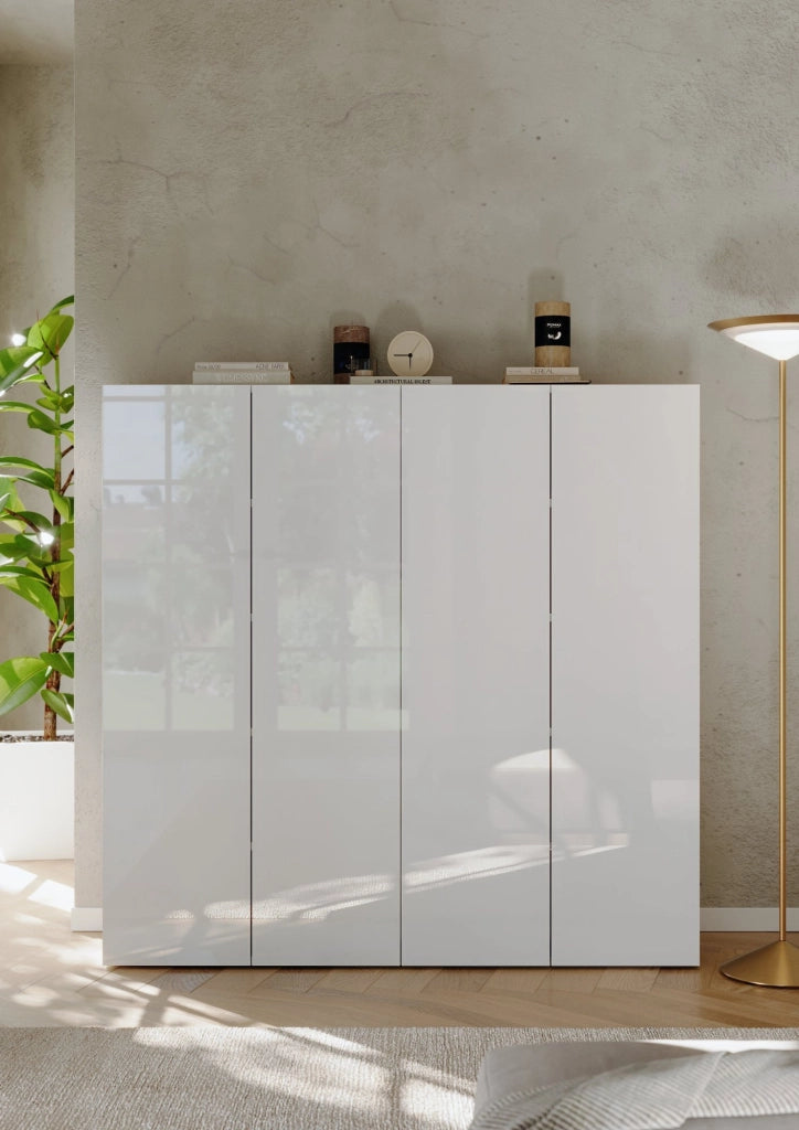 Mobile Portascarpe Cono, Scarpiera 8 Ripiani, 126x35x116h cm Bianco Lucido