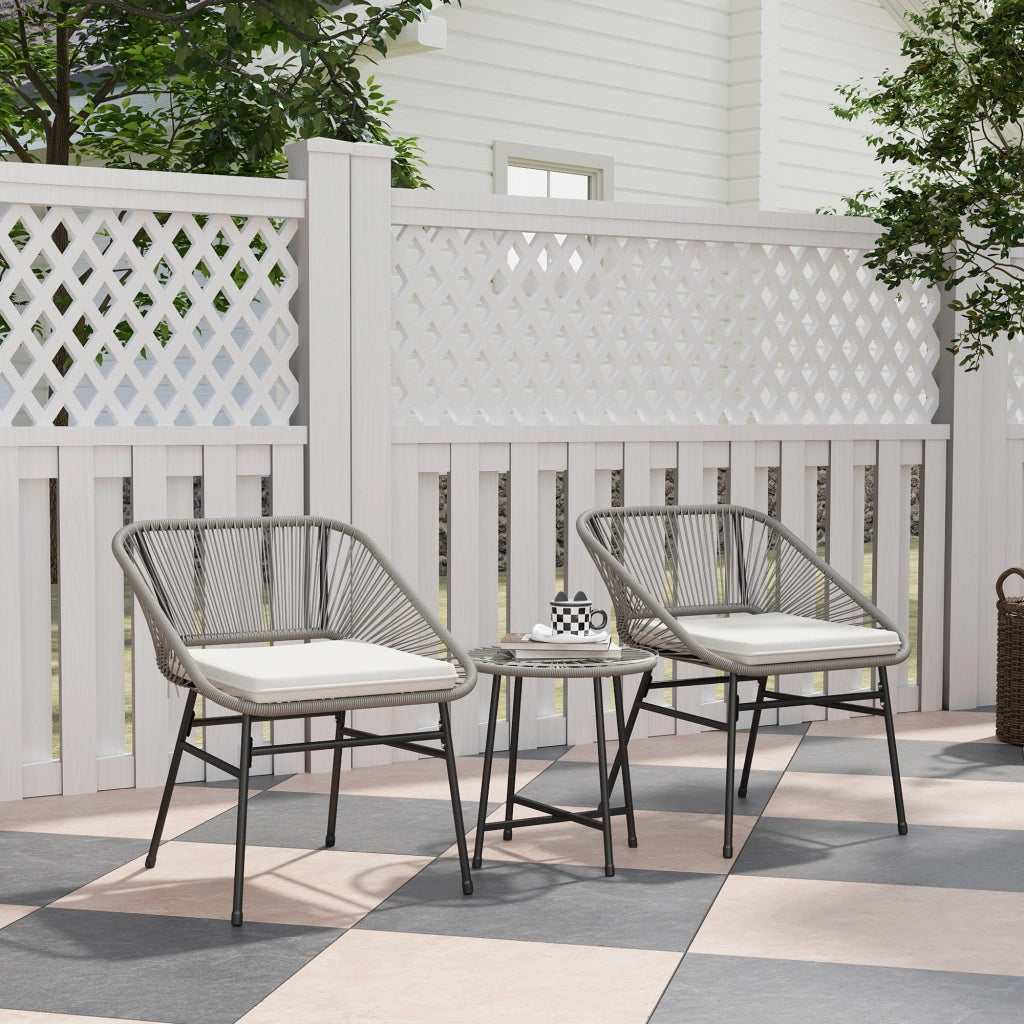 Set Salotto da Giardino in Polyrattan per 2 Posti ¨C MINIMAL ¨C 3 Pezzi, Cuscini, Antracite