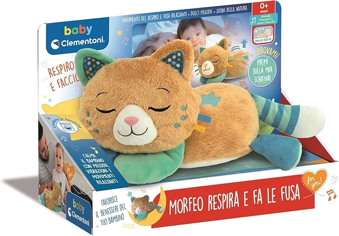 Morfeo respira e fa le fusa,Movimento del respiro e fusa rilassanti,Dolcimelodie,Suoni della natura,Baby Clementoni,Eta