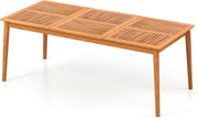 Tavolo da Giardino con Foro per Ombrellone da 5 cm, Tavolo da Pranzo in Legno di Acacia, Tavolo Rettangolare per 8 Persone, per Esterno, Balcone, Cortile, Veranda (Modello III)