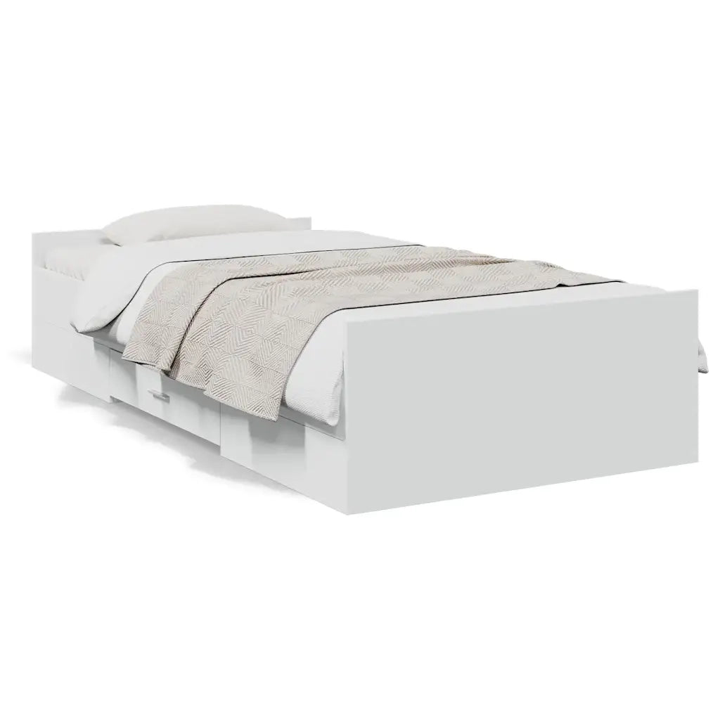 Giroletto con Cassetti Bianco 75x190 cm in Legno Multistrato