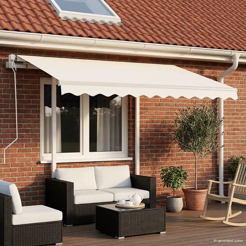 Tenda da Sole Retrattile Automatica con Pali 3,5x2,5 m Crema 3069927