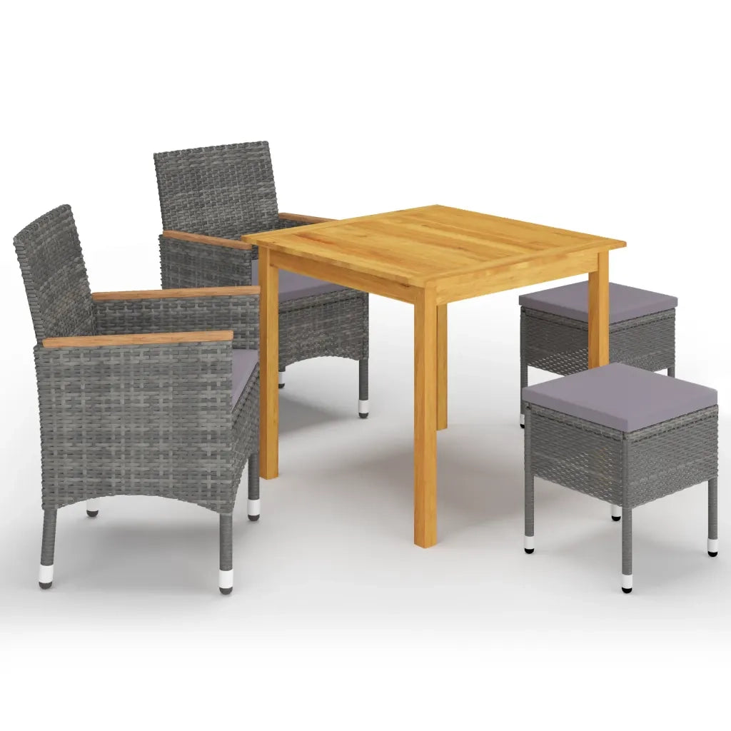 Set Mobili da Pranzo per Giardino 5 pz Grigio cod mxl 69302