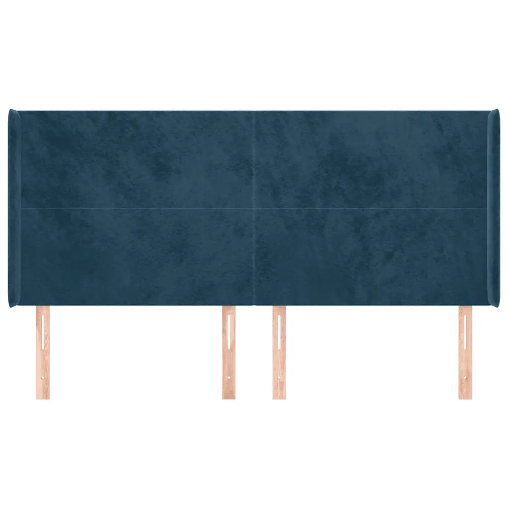 Testiera ad Orecchio Blu Scuro 203x23x118/128 cm in Velluto