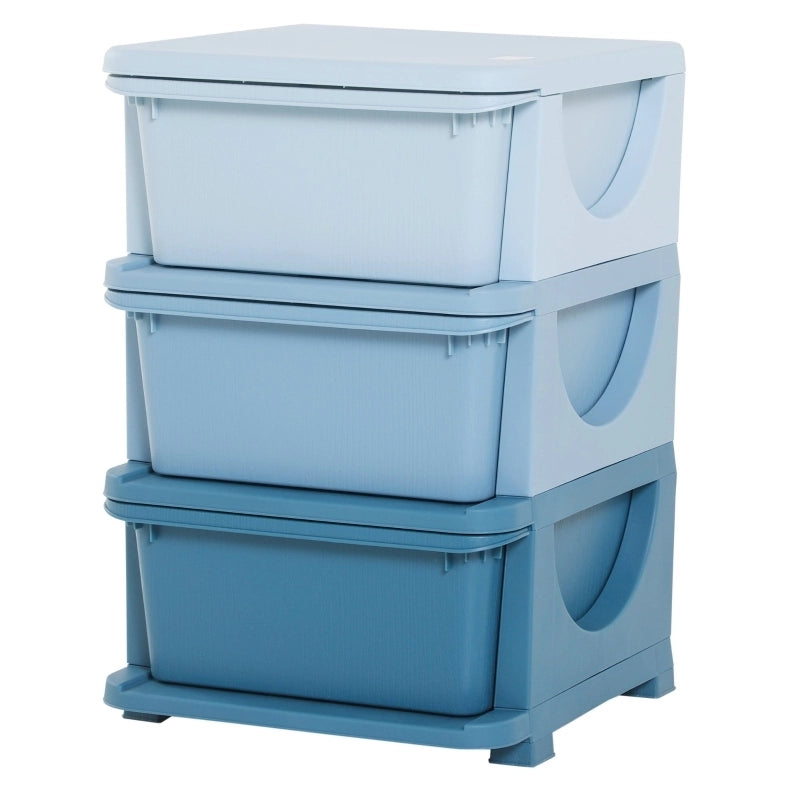 Contenitore per bambini con 3 cassetti, blu