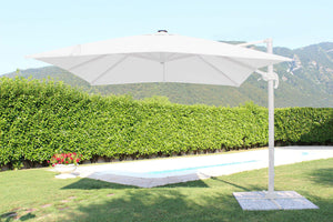 Ombrellone da Giardino con Led Pitagora 3x3 m in Alluminio Bianco Telo Bianco
