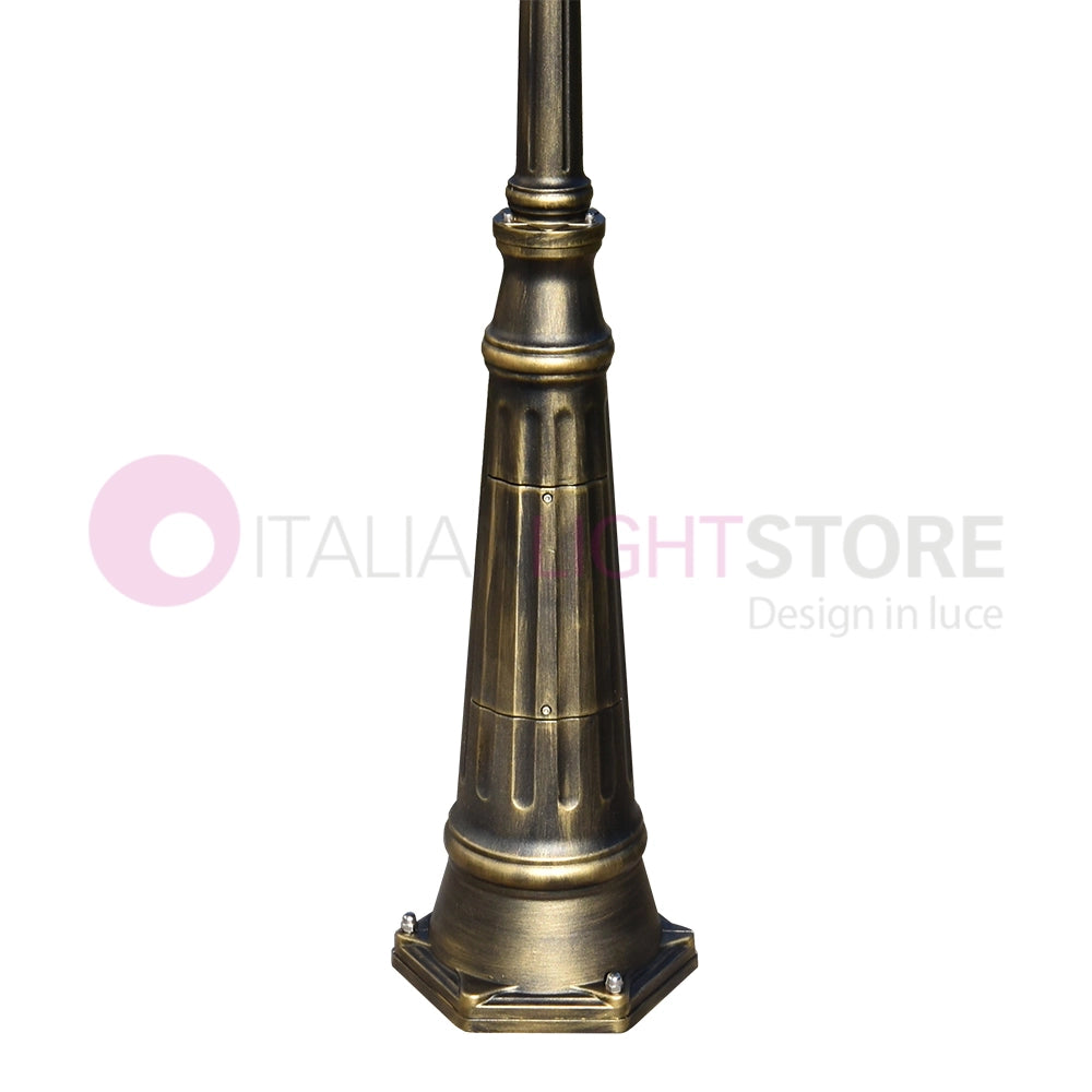 ENEA Lampione a 2 luci h.242 in Alluminio per Esterno Viale Giardino NERO-ORO