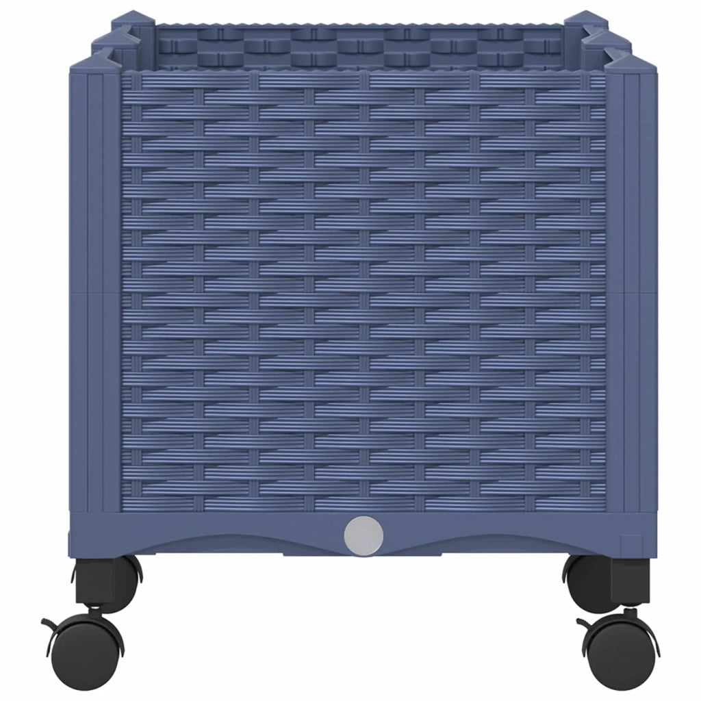 Vaso da Giardino con Ruote Blu Grigio 80 x 40 x 48 cm PP 3422961