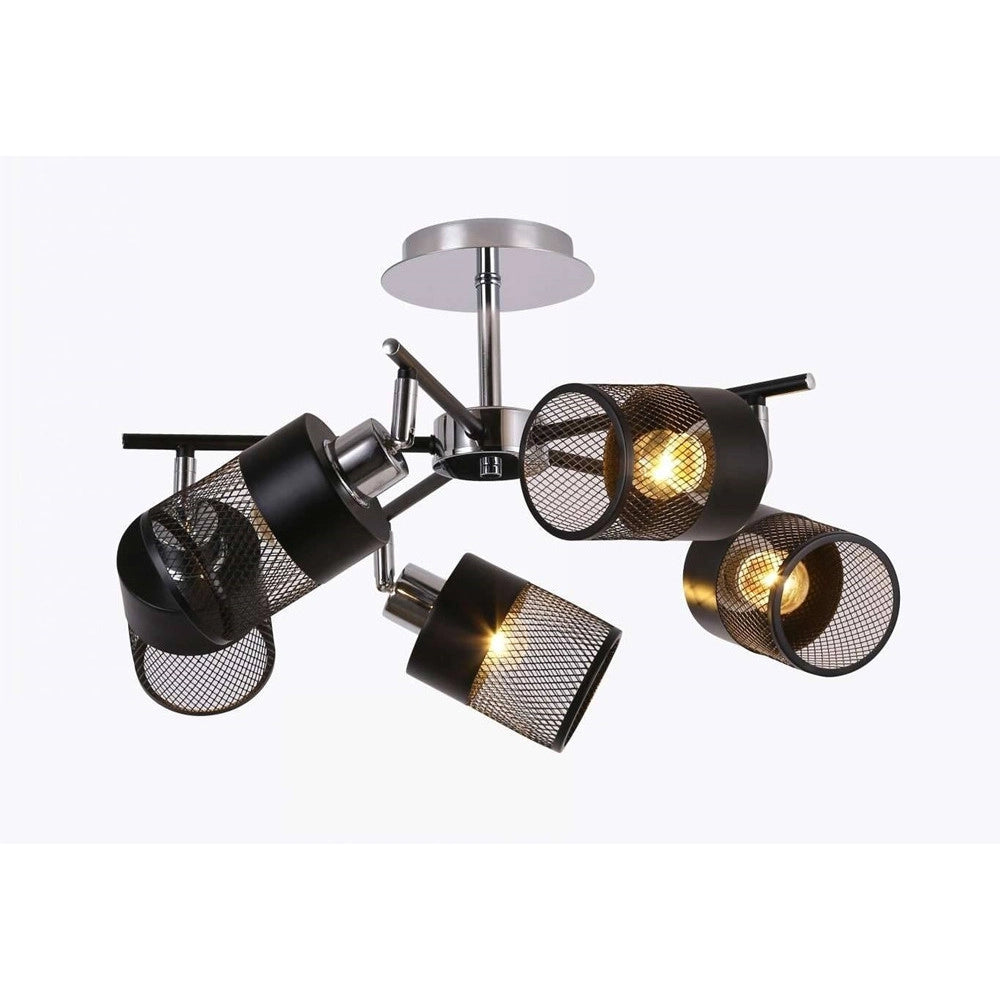 Trade Shop - Lampadario Plafoniera A Soffitto Con 5 Paralumi Lampade Attacco E27 In Metallo 00280 -