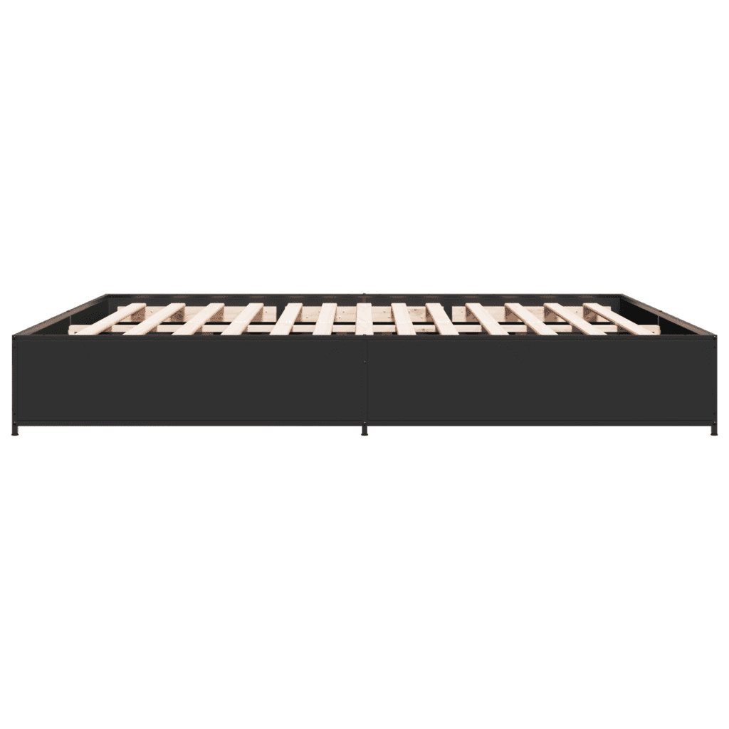 Giroletto Nero 160x200 cm in Legno Multistrato e Metallo