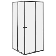 Box doccia in vetro temperato nero con telaio in alluminio, anta singola, 90 x 90 x 190 cm, design moderno
