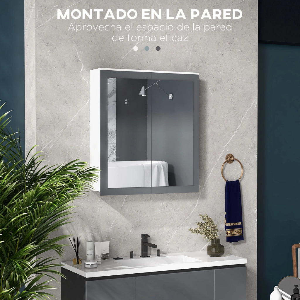 Armadietto Bagno con Specchio e Ripiani Regolabili ¨C zephmum ¨C 69x17x75,5cm Bianco