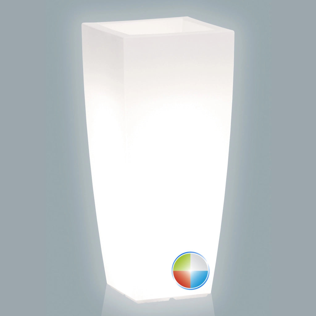 Vaso Agave Quadrato Con Led Multicolor Batteria H 70 33x33Cm