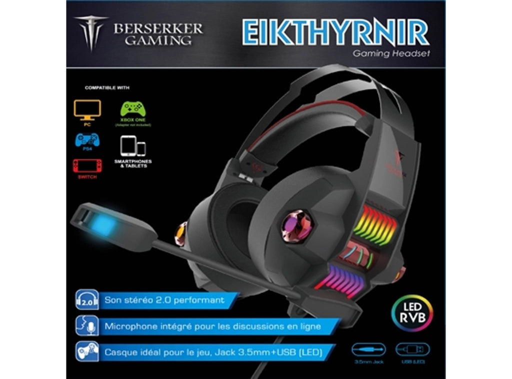 Cuffie EIKTHYRNIR Gaming Over-Ear Auricolari da Gioco Stereo con Jack 3.5mm e USB Microfono per PC PS5 Xbox Switch – Nero