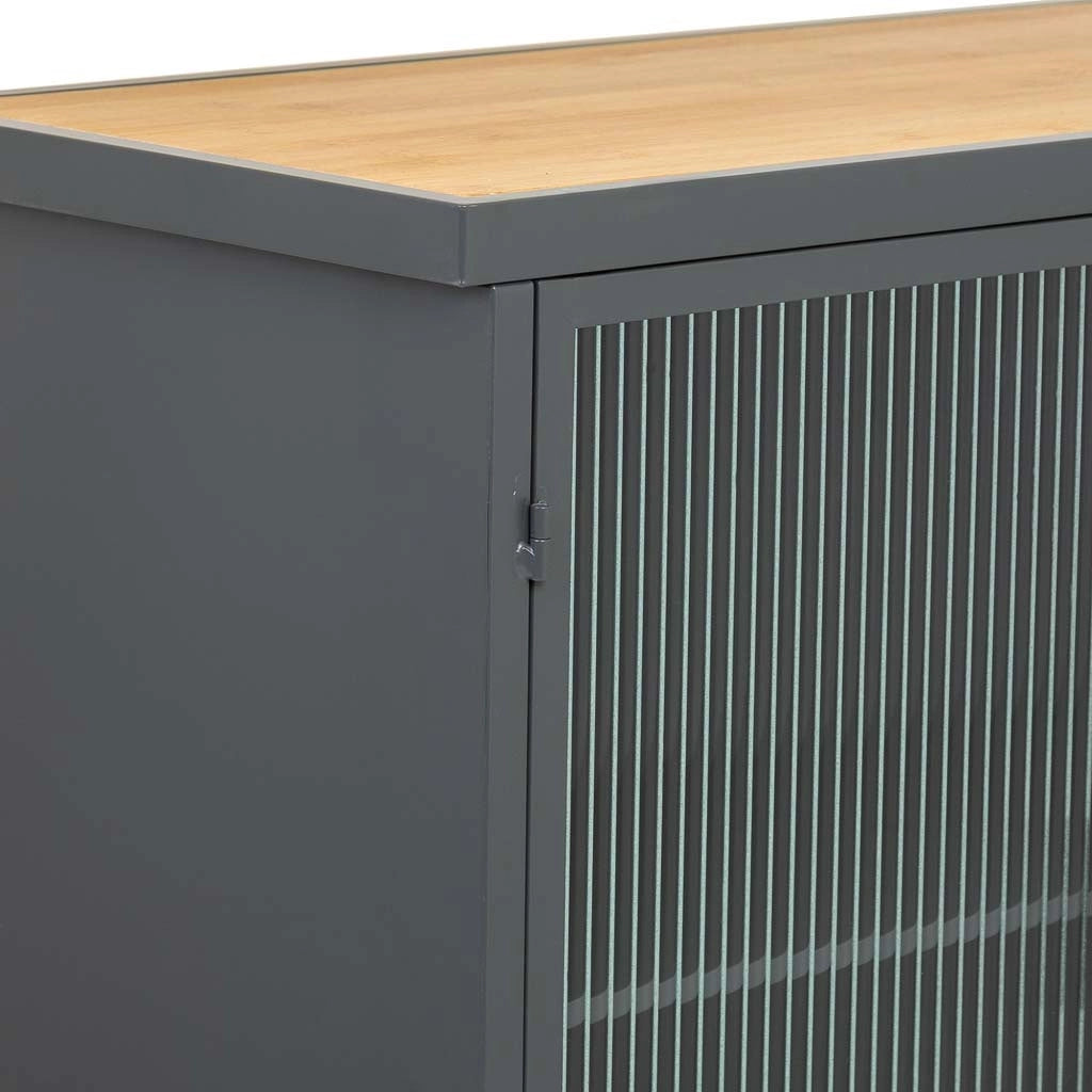 Appendiabiti in metallo e legno con vetro 160x36x80h cm - nero