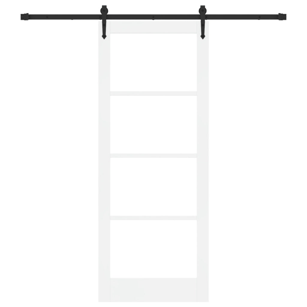 Porta scorrevole  con set hardware bianco 83x211 cm legno massello di pino
