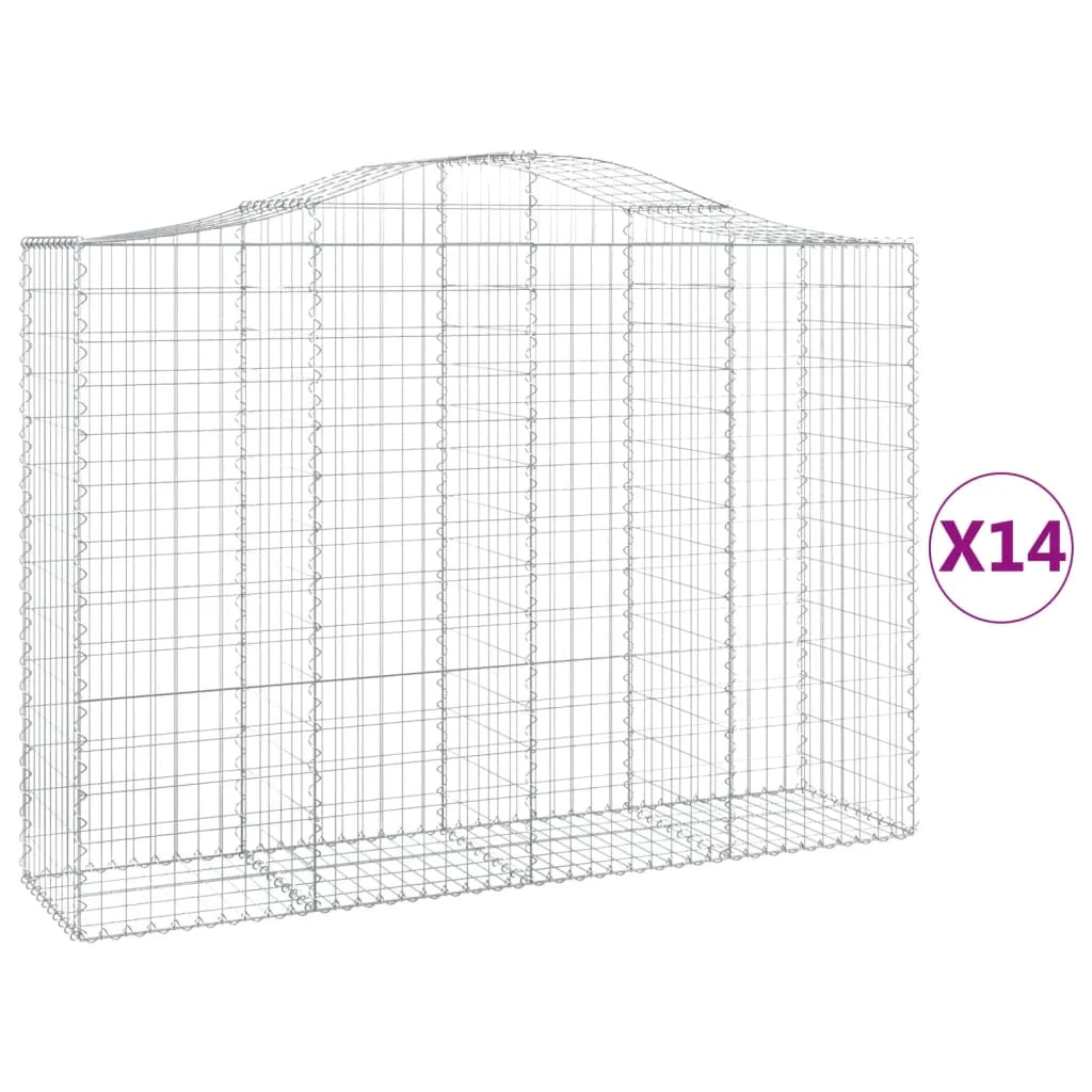 Cestini gabbioni recinzione a gabbia muro di contenimento ad arco 1 set da 4 200 x 50 x 140/160 cm ferro zincato argento 02_0040576