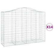 Cestini gabbioni recinzione a gabbia muro di contenimento ad arco 1 set da 4 200 x 50 x 140/160 cm ferro zincato argento 02_0040576