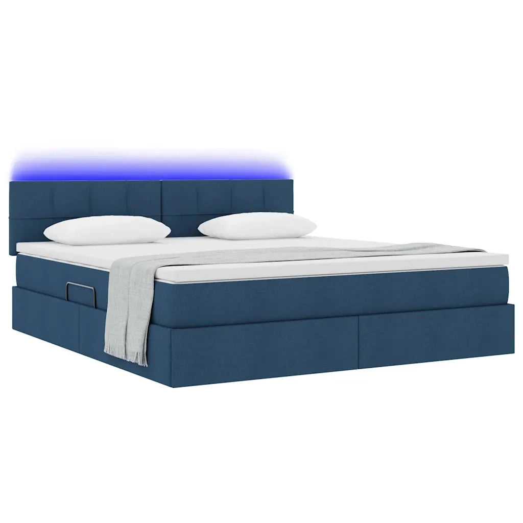 Letto con contenitore e LED con led Blu 160 x 200 cm Tessuto 3371159
