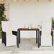 Set da BistrÃ² 3 pz con Cuscini Nero in Polyrattan