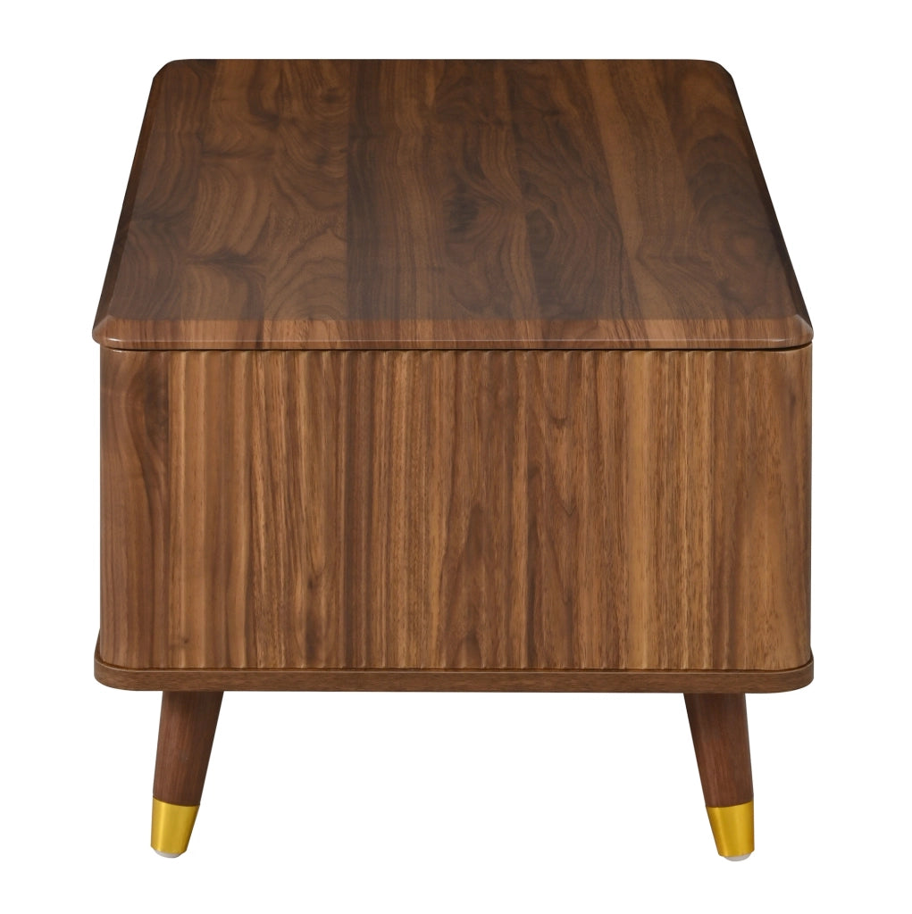 Tavolino da caff¨¨ 97x52 cm con piano regolabile in MDF color noce