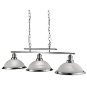 Lampadario Contemporaneo Bistro Acciaio Argento Vetro 3 Luci E27