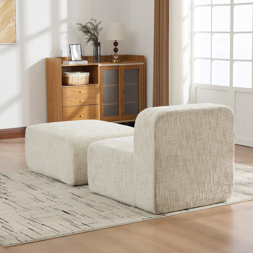 Poltrona reclinabile, poltrona modulare, tessuto chenille, schiuma ad alta elasticit¨¤ 30D, beige