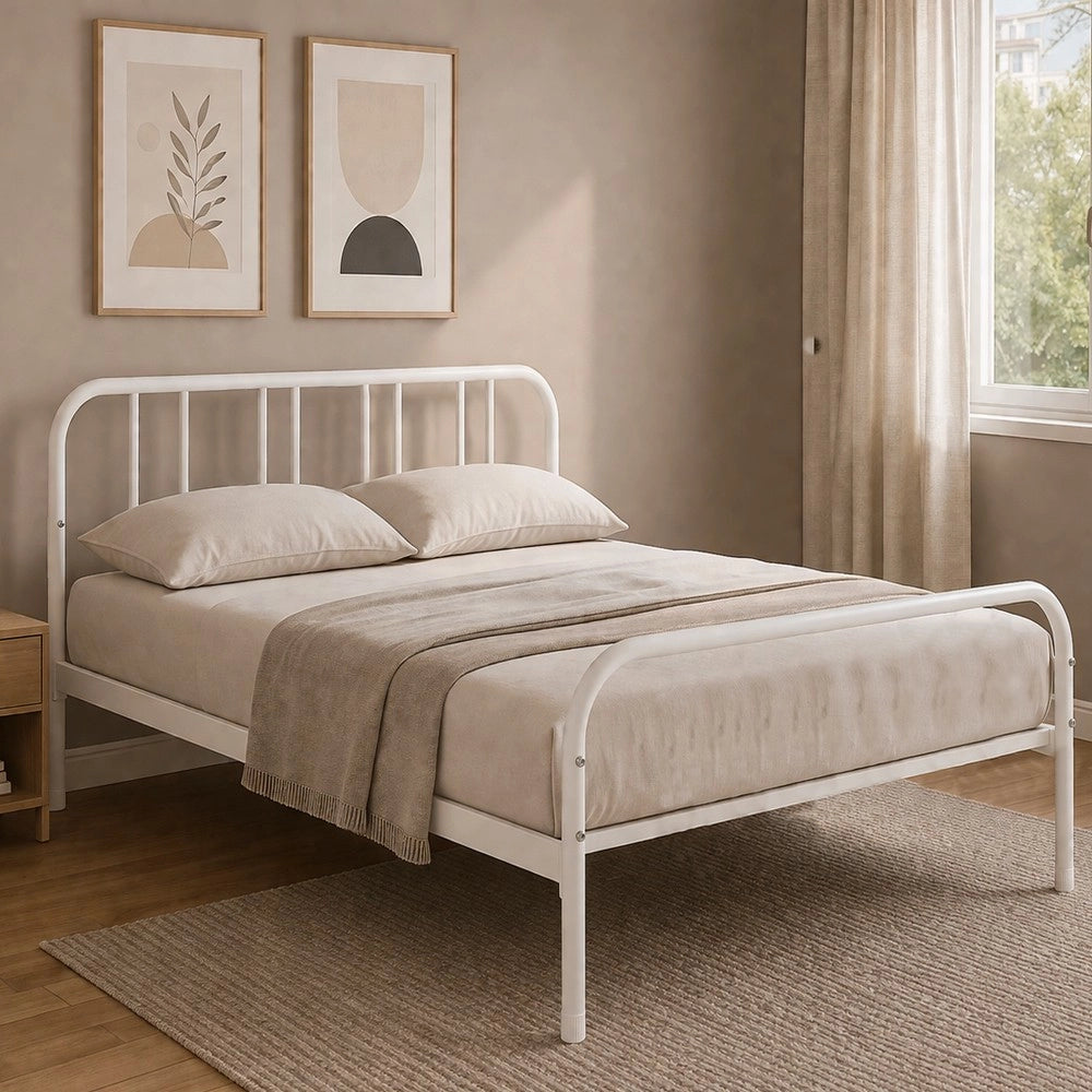 Letto matrimoniale in metallo Genoa colore bianco