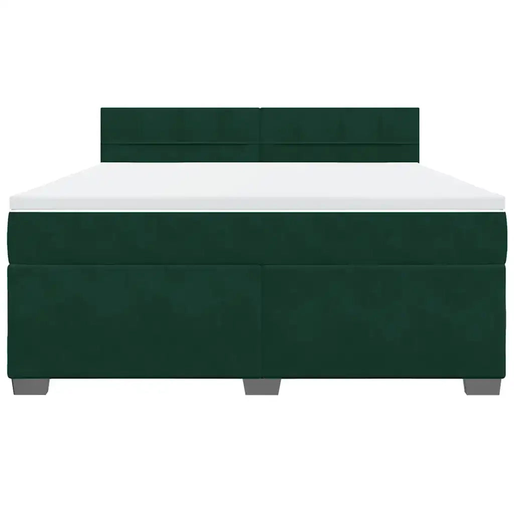 vidaXL Giroletto a Molle con Materasso Verde Scuro 180x200 cm Velluto