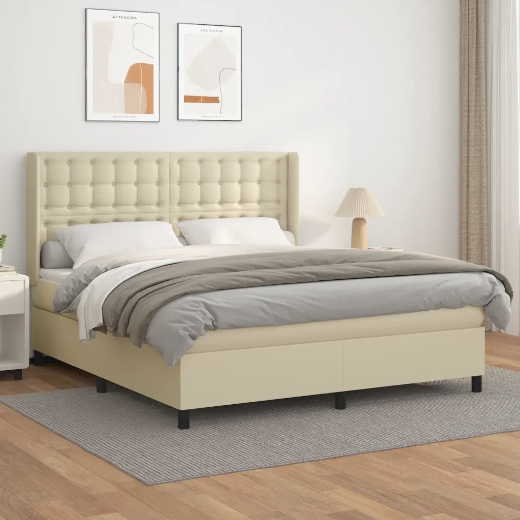 Giroletto a Molle con Materasso Crema 160x200 cm in Similpelle 3132509