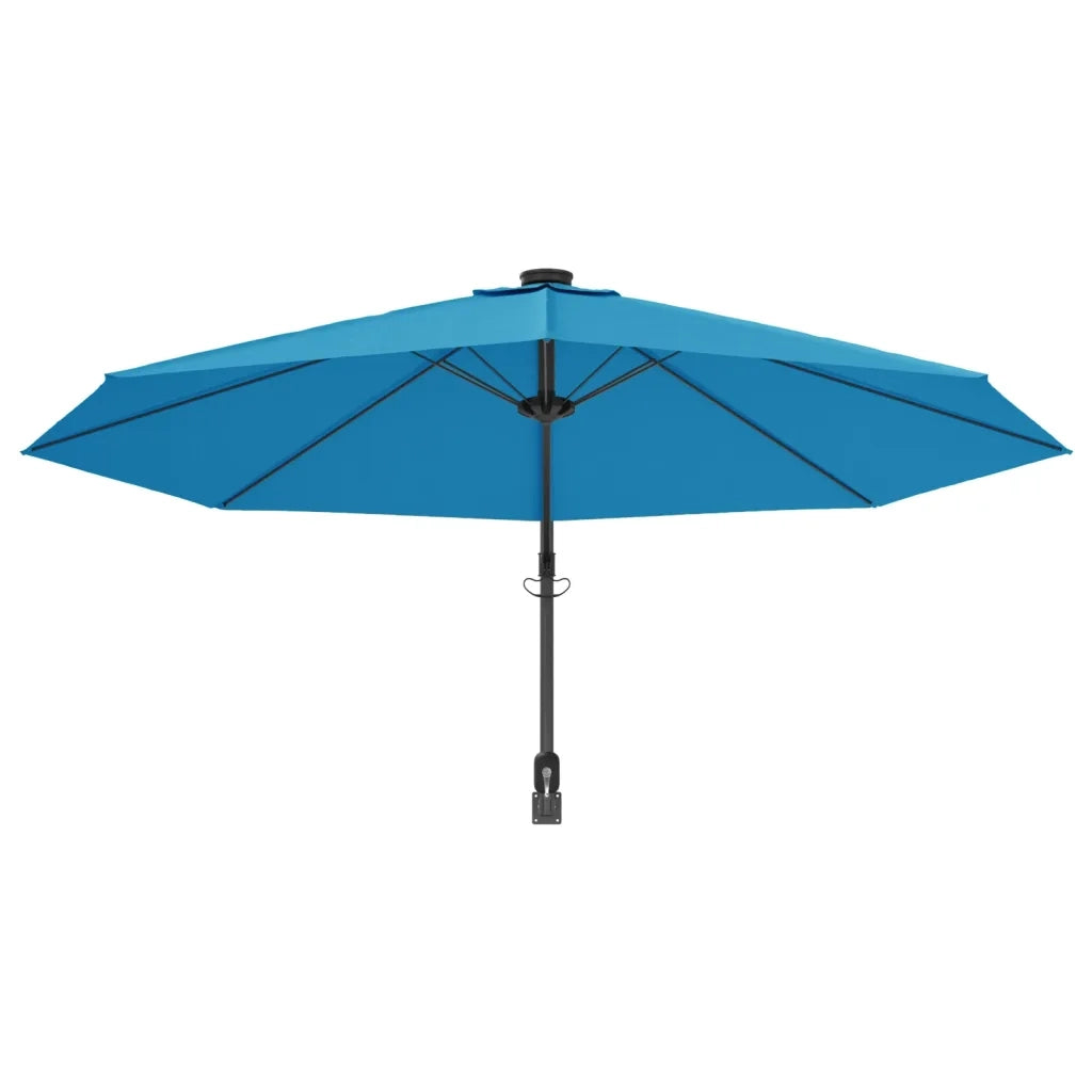 Ombrellone a Parete con LED Blu Mare 290 cm
