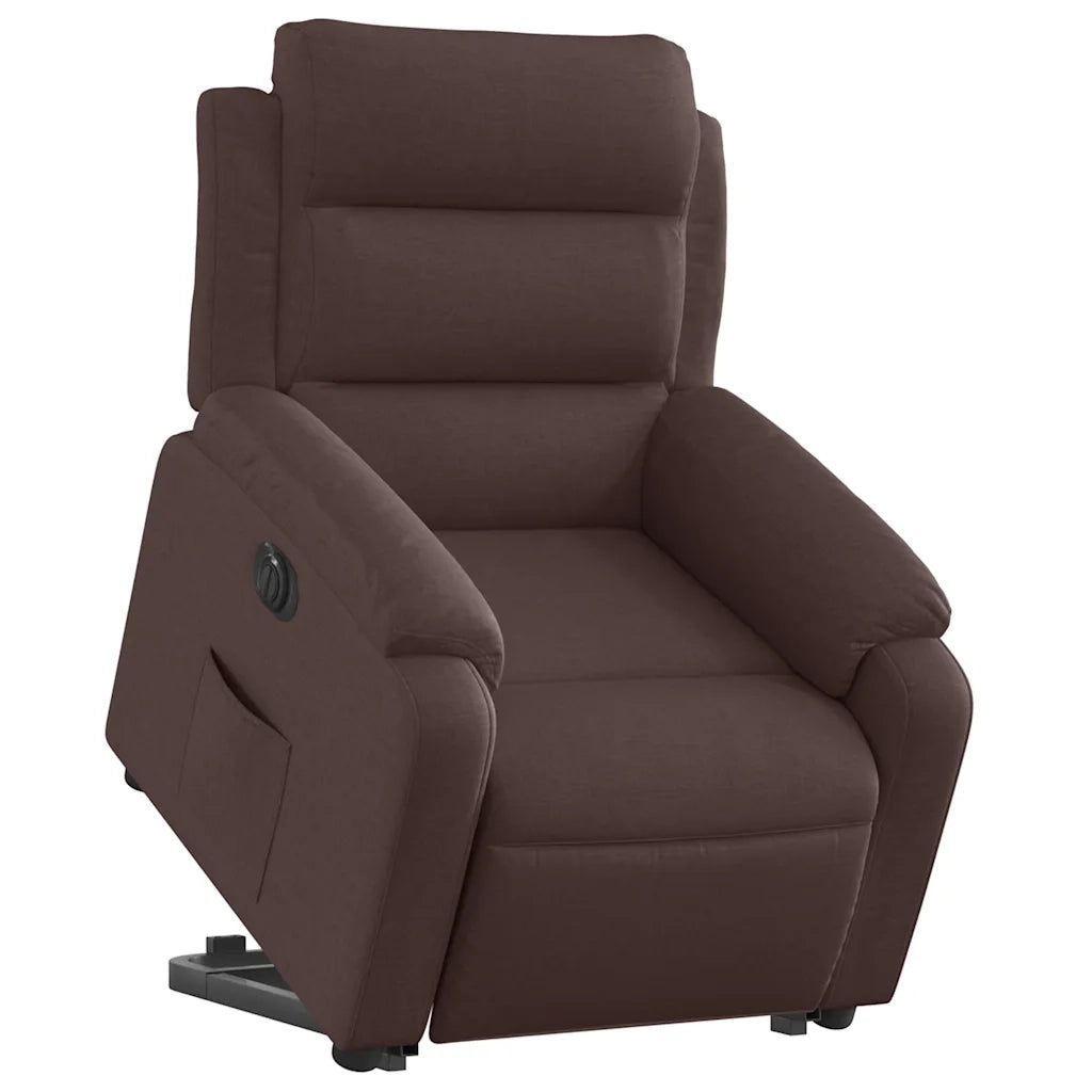 Poltrona Alzapersona Reclinante Elettrica Marrone Scuro Tessuto 3205009